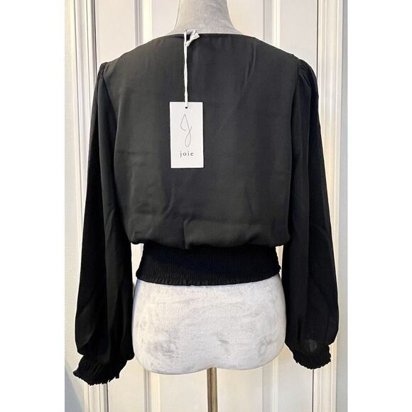 JOIE Women’s Embroidered Lace Blouse Top LS V Neck Cropped M Y2k Peasant Chic - Picture 4 of 9